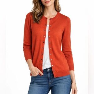 Like new Per Se Persimmon Merino Wool Snap Front Cardigan Sweater size medium